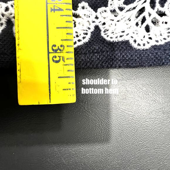 Talbot's Dress Women's LP Striped Sheath‎ Shift Navy & White Lace Trim Nautical - Picture 8 of 8